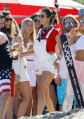 Nina Dobrev and Jamie Foxx spend 4th of July playing volleyball at Leonardo DiCaprio's house in Malibu, California