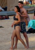 Jamie Chung dons a black bikini while enjoying a beach day with husband Bryan Greenberg in Hawaii