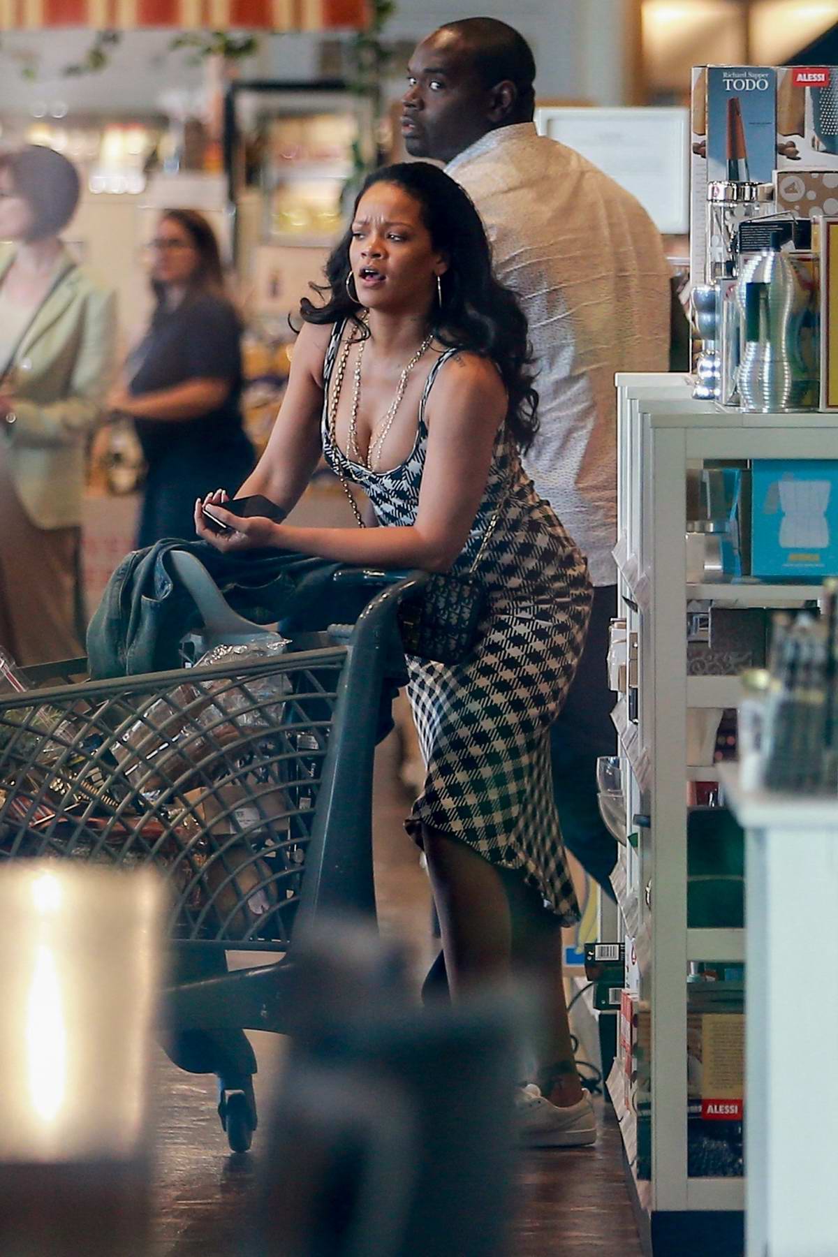 Rihanna spotted while shopping groceries with a friend at Westfield Mall in Los Angeles