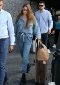 Gigi Hadid seen arriving for Milan Fashion Week S/S 2020 in Milan, Italy