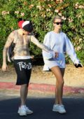 Hailey Baldwin and Justin Bieber hold hands as they enjoy a hike in Hollywood, California