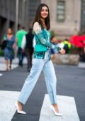 Victoria Justice seen wearing vintage John Paul Gaulthier cardigan and Chanel handbag as she steps out in Midtown, New York