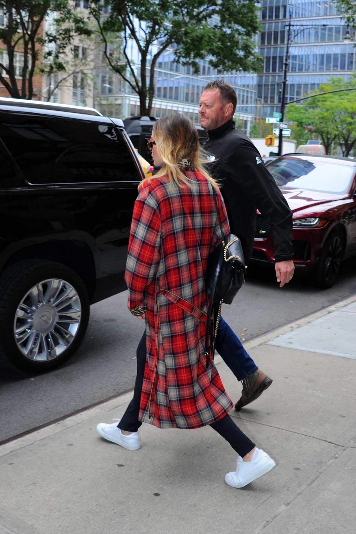 Margot Robbie Steps Out in a Crop Top & Plaid Coat for the Day in