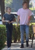 Miley Cyrus step out for breakfast with Cody Simpson and her Mom Tish Cyrus in Toluca Lake, California