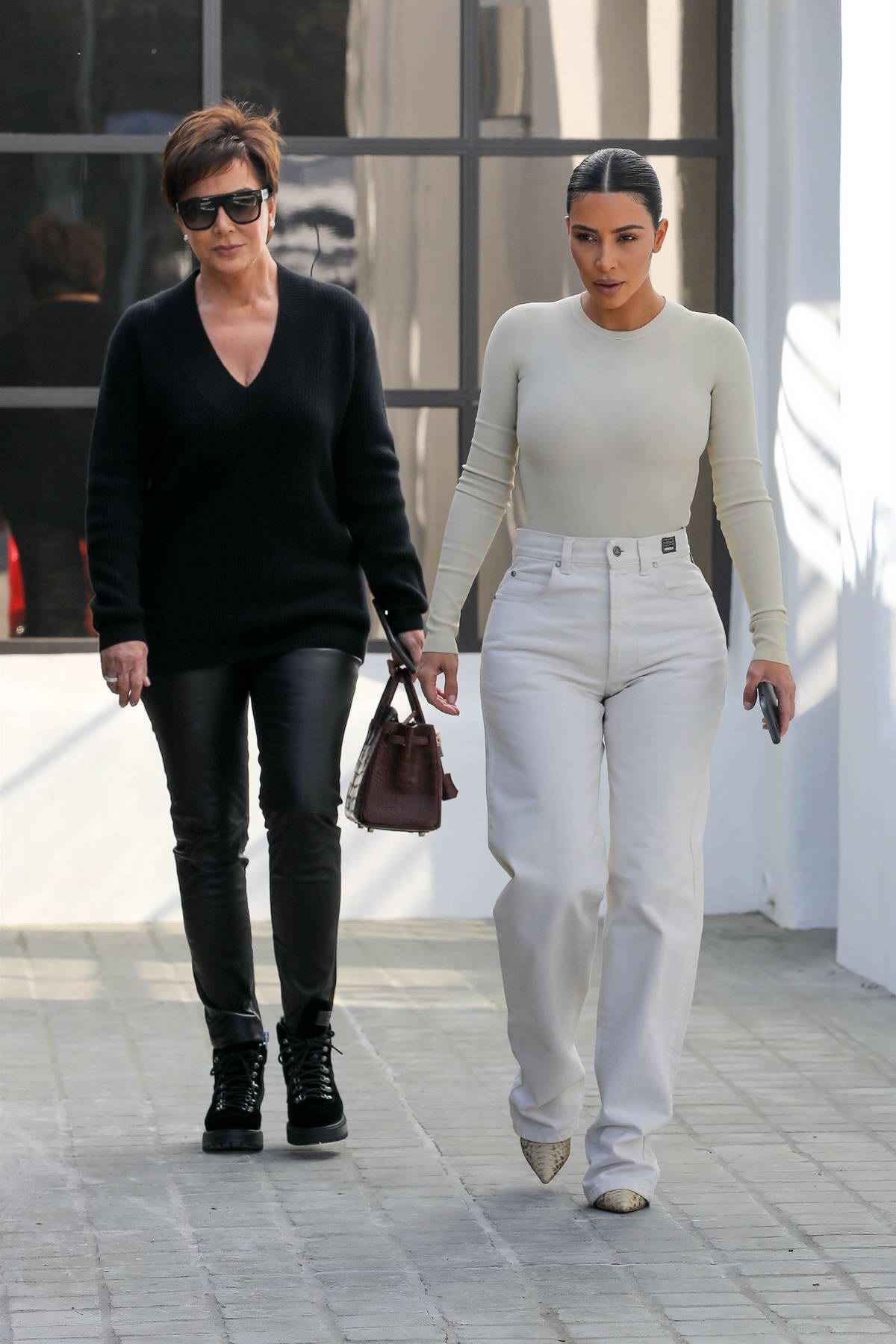 Kim Kardashian And Kris Jenner Seen While Paying A Visit To Grandma Mary Jo Campbell In Los Angeles