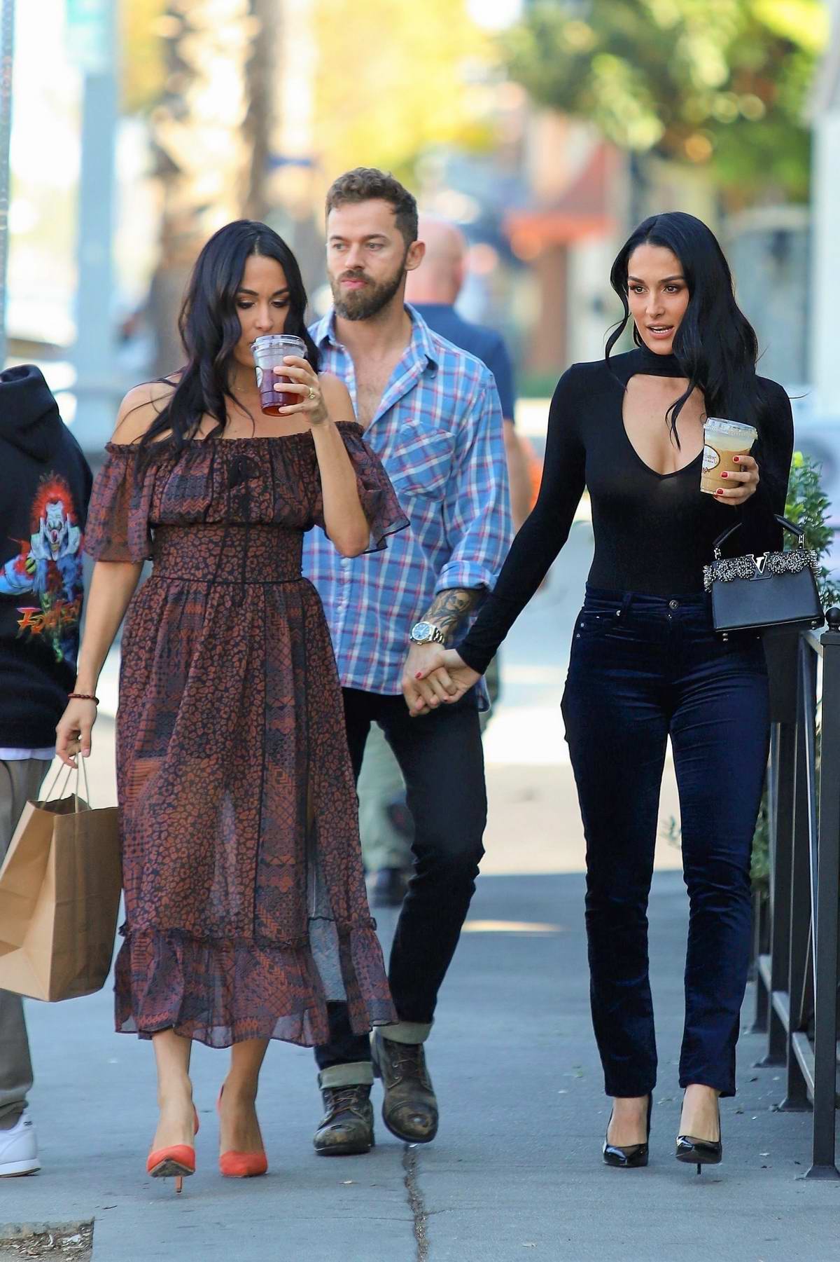Nikki Bella and sister Brie head out for lunch in Los Angeles
