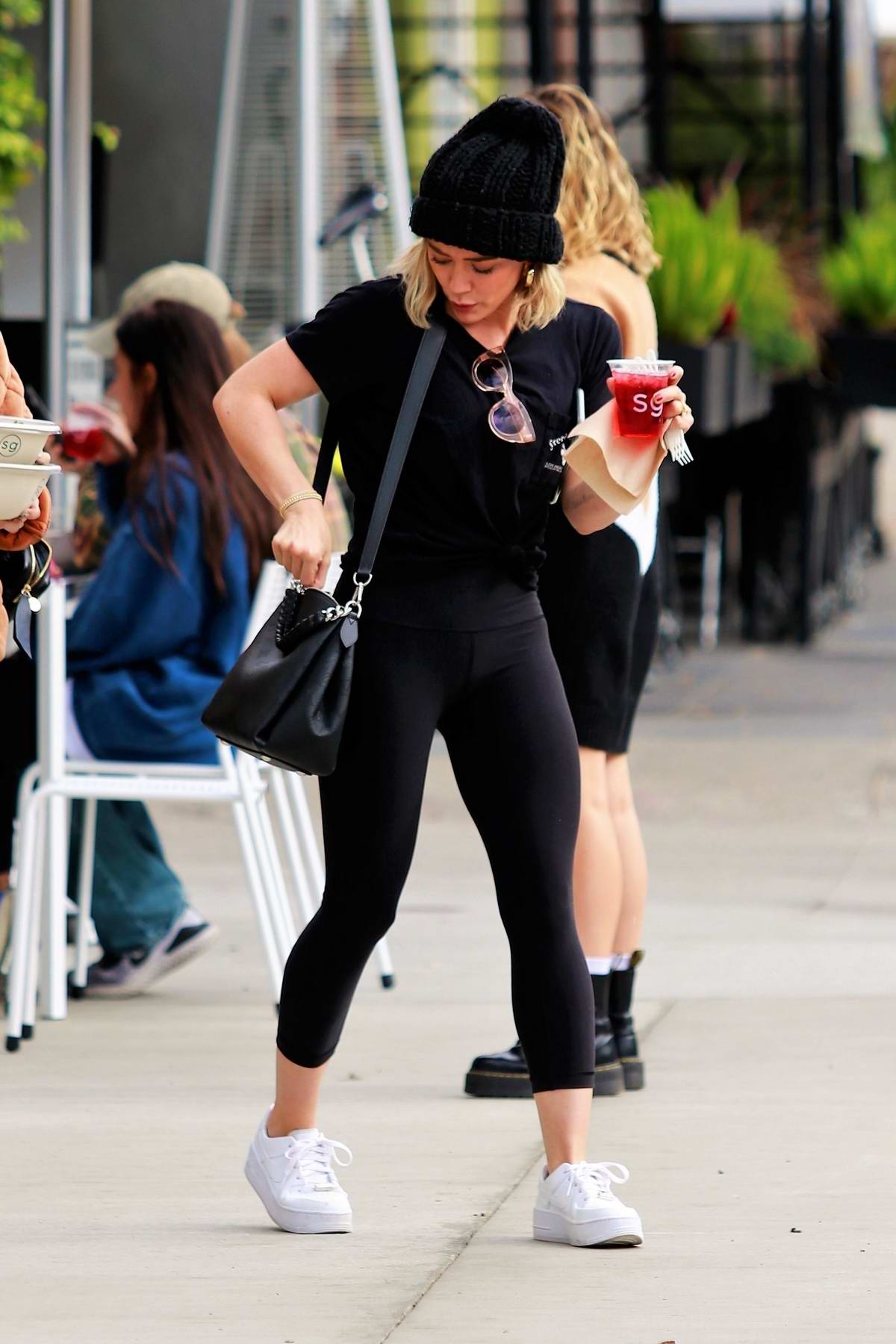 Hilary Duff is all smiles in athletic wear as she grabs lunch on the go  near Studio City