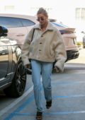 hailey bieber rocks louis vuitton fanny pack as she arrives at nine zero  one hair salon in west hollywood, los angeles-151019_6