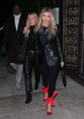 Sofia Richie rocks all-black with bright red shoes while out for dinner with friends at Matsuhisa in Beverly Hills, California