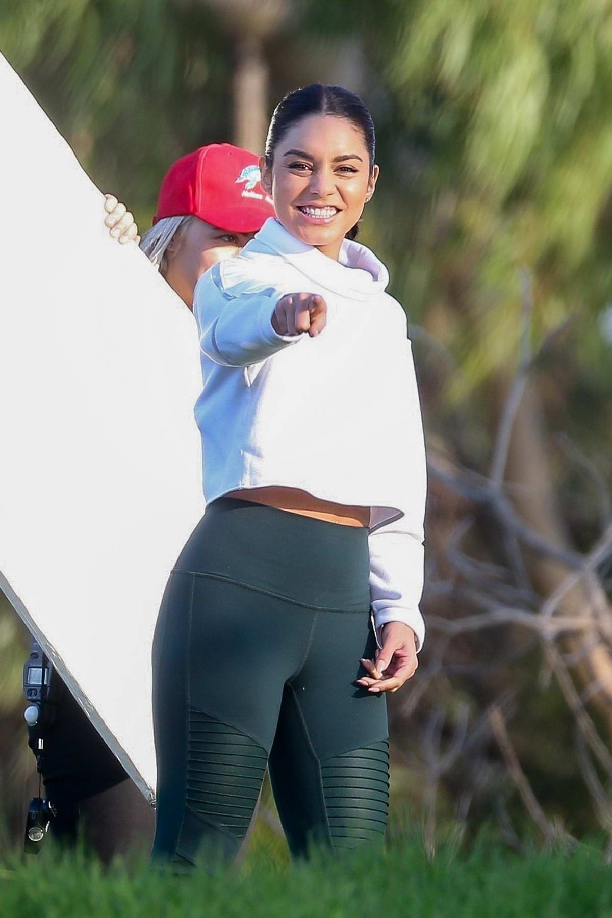 Vanessa Hudgens seen filming a sportswear ad for her Avia activewear  collection in Los Angeles