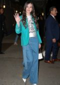 Hailee Steinfeld looks great in a teal blue blazer as she leaves 'The Late Show With Stephen Colbert' in New York City