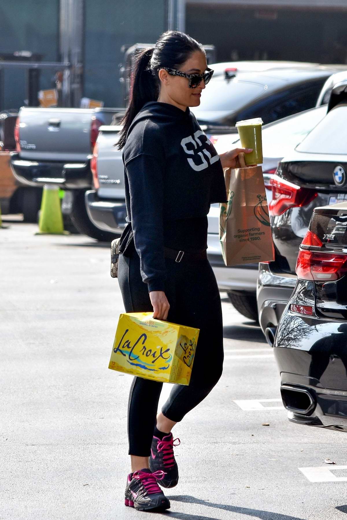 nikki bella sports a hoodie and leggings as she hits up a