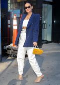 Shay Mitchell looks stylish in a blue blazer while visiting 'Strahan, Sara and Keke' in New York City