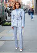 Zoey Deutch looks pretty in blue checkered suit while promoting her new movie 'Buffaloed' on Build Series in New York City