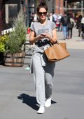 Katie Holmes keeps it casual in her grey sweatsuit as she steps out in New York City