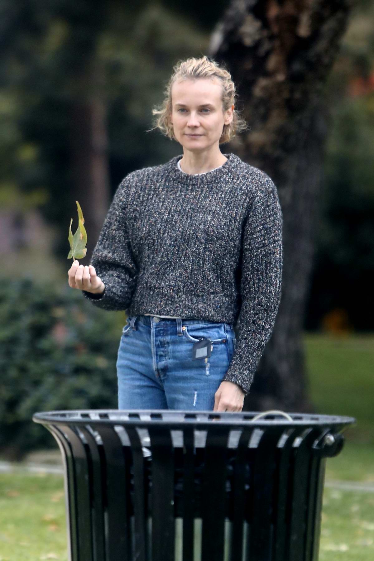 Diane Kruger wipes down park bench for baby daughter amid coronavirus