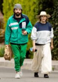 Elizabeth Olsen and Robbie Arnett pick up lunch to-go during stay-at-home order in Los Angeles