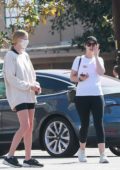 Abby Champion runs into Christina Schwarzenegger while out in Brentwood, California