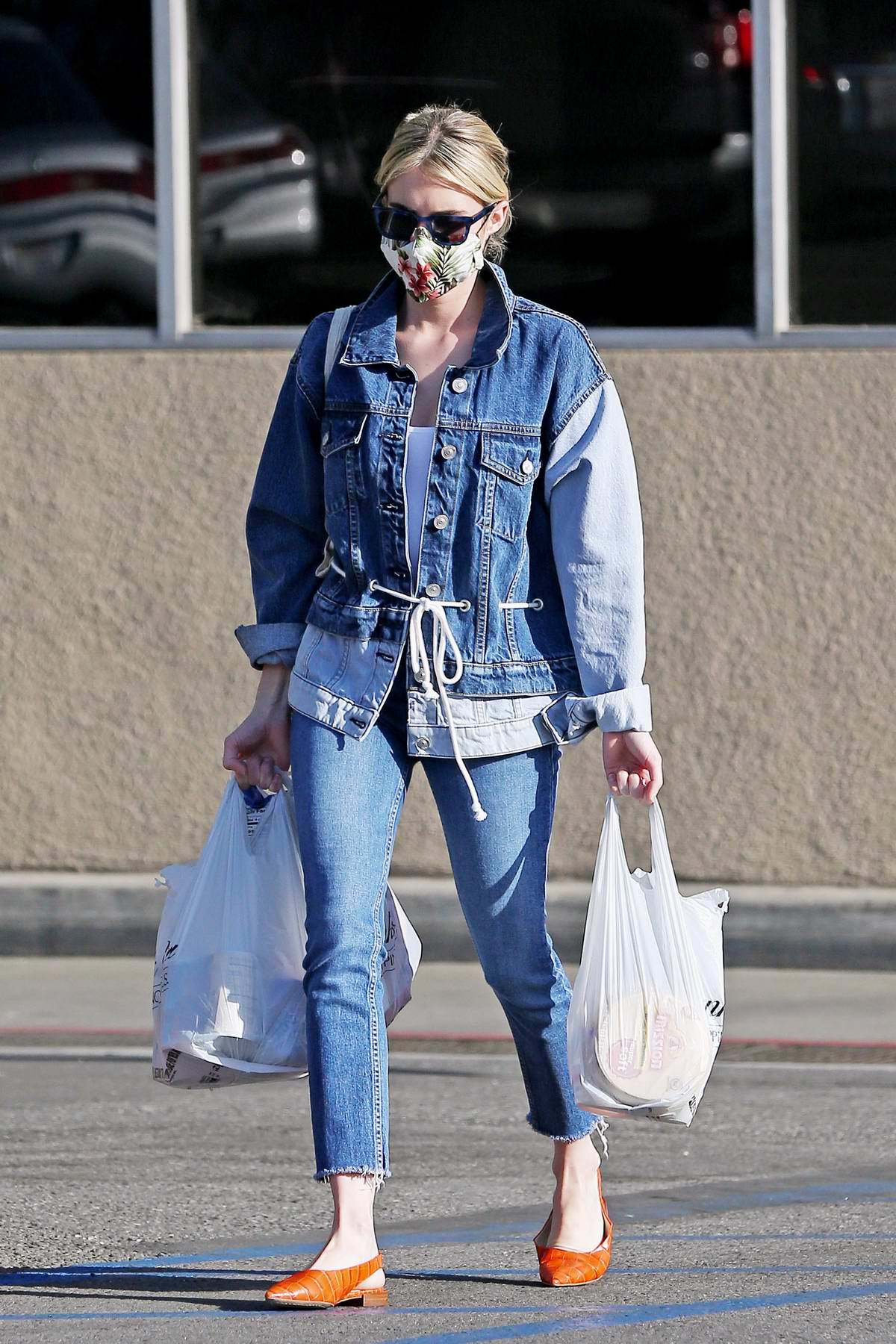 Emma Roberts steps out in double denim for a grocery run in Los Angeles