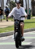 Abby Champion and Patrick Schwarzenegger go cycling together in Santa Monica, California