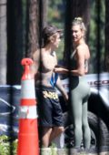 Hailey Bieber and Justin Bieber spotted during an outdoor workout session in Lake Tahoe, California