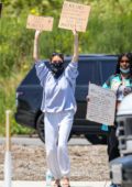 Madison Beer shows her support to 'Black Lives Matters' on a peaceful protest in Malibu, California