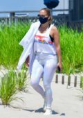 Jennifer Lopez finds some time for herself and meditates on the beach in the Hamptons, New York