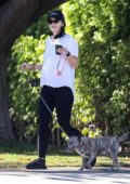 Katherine Schwarzenegger takes her daily walk along with her dog in Santa Monica, California