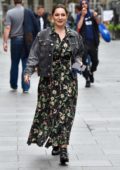 Kelly Brook looks pretty in floral print dress as she arrives at Heart radio in London, UK