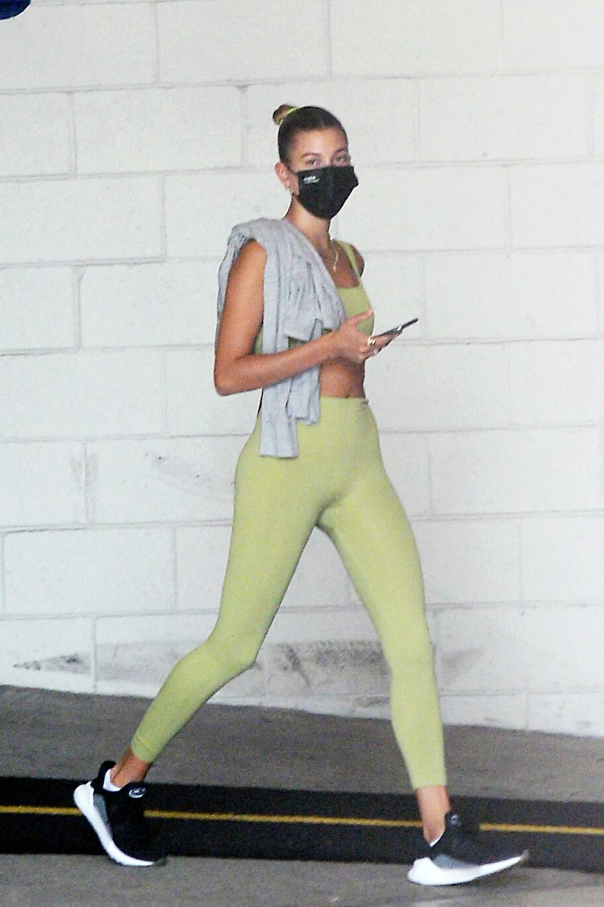Channel Hailey Bieber's Sporty Style With These Olive Green Leggings