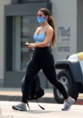 Addison Rae sports a semi-sheer white top and black leggings while she  grabs lunch with a friend at All Time Restaurant in Los Angeles-070623_4