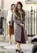 Lily James seen filming scenes for the new BBC romantic comedy drama 'The Pursuit Of Love' in Bath, Somerset, UK