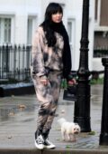 Daisy Lowe seen wearing tie-dye sweats while out for a stroll in Primrose Hill, London, UK