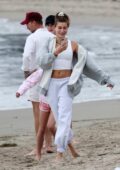 Hailey Bieber and Justin Bieber enjoy a beach day with their pastor in Santa Barbara, California
