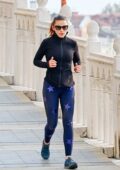 Hayley Atwell stays fit with a run as she takes a break from filming 'Mission Impossible 7' in Venice, Italy