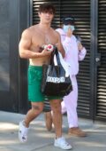 Addison Rae and Bryce Hall wrap up a workout session at Dogpound in West Hollywood, California