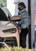 Hailey Bieber seen making a visit to a mansion with her real estate agents in Brentwood, California