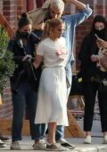 Jennifer Lopez changes into multiple jackets with all-white ensemble during a photoshoot in Los Angeles