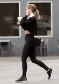 Julianne Hough flaunts her toned figure in black leggings and a