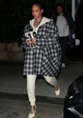 Rihanna steps out make-up free for a late night dinner at Georgia Baldi in Santa Monica, California