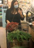 Katharine McPhee shows her baby bump while shopping groceries at Bristol Farms in Los Angeles