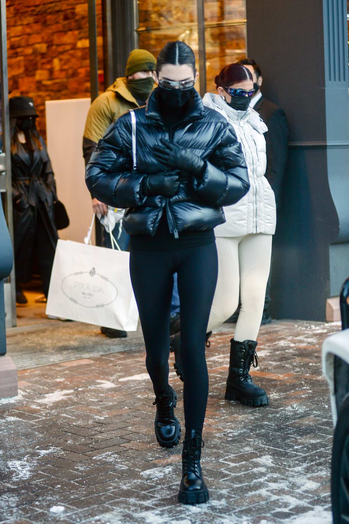 kendall jenner and kylie jenner put on a stylish display as they leave the  prada store in aspen, colorado-301220_8