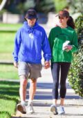 Margaret Qualley and Shia LaBeouf hold hands as they enjoys a stroll at the Huntington Gardens in Pasadena, California