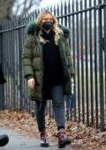 Hilary Duff stays warm in a parka and leggings while on the set of 'Younger' in Brooklyn, New York
