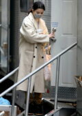 Selena Gomez seen exiting her trailer on the set of 'Only Murders In The Building' in New York City