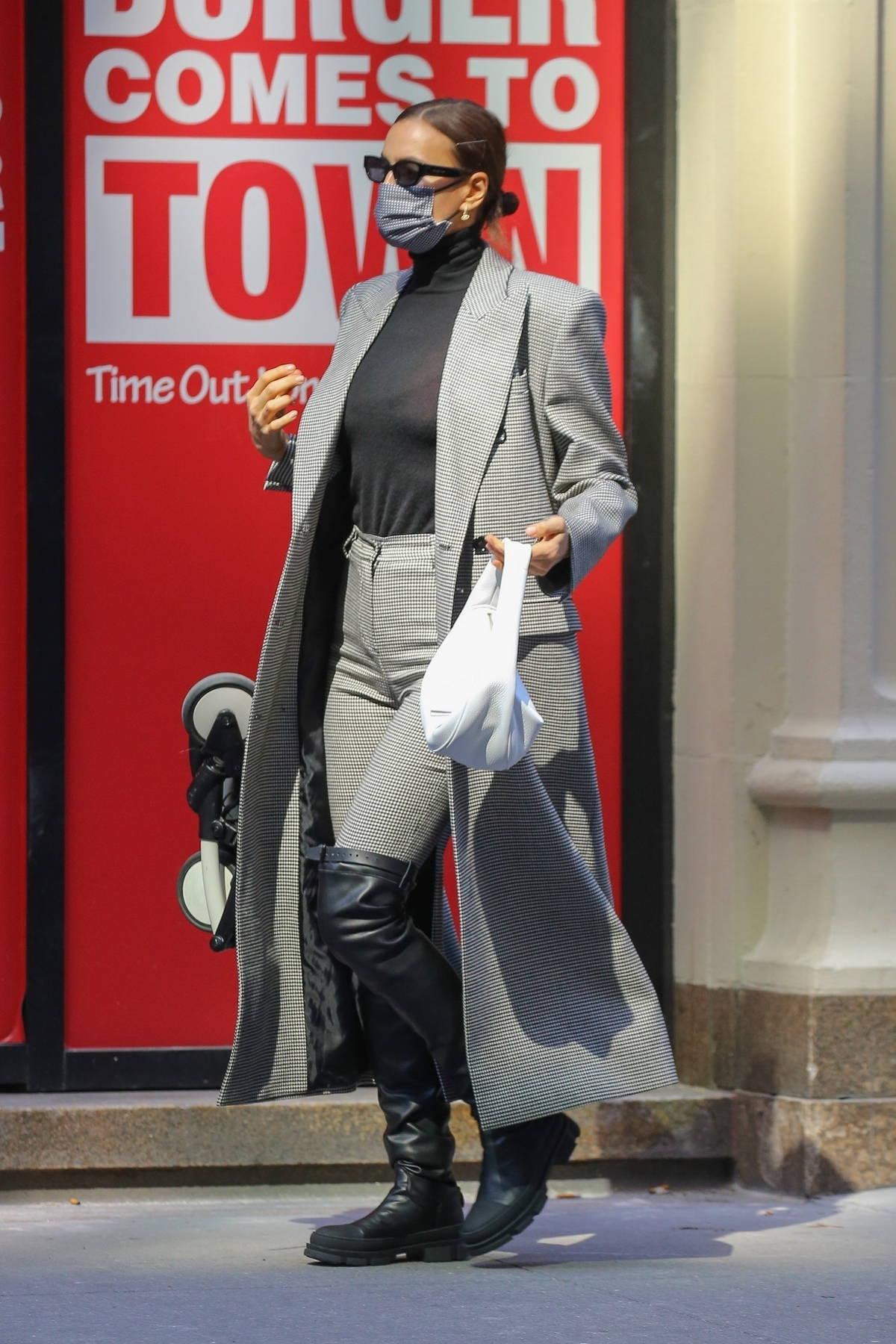 Irina Shayk Styles Red Hot Leather Trench & Knee High Combat Boots –  Footwear News