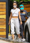 Alessandra Ambrosio sports all-white workout gear as she hits the gym before some shopping in West Hollywood, California