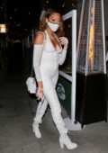 Winnie Harlow looks sensational in all white as she arrives for dinner in Beverly Hills, California