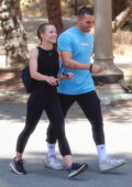 Kristen Bell and Benjamin Levy Aguilar meet up for a hike together at Griffith Park in Los Feliz, California
