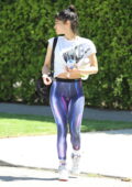 Sofia Boutella flashes her abs in a Nike tee and leggings as she leaves a Pilates  class in West Hollywood, California